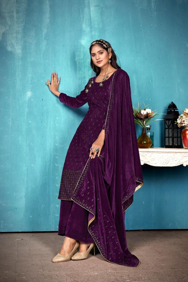 Bipson Zhalak 5001 To 5004 Velvet Wear Dress Material Collection 